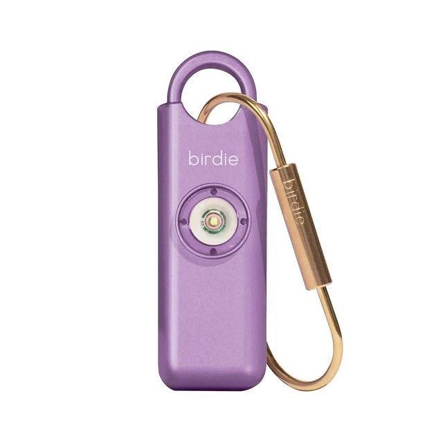She’s Birdie–The Original Personal Safety Alarm for Women by Women–Loud Siren, Strobe Light and Key Chain in a Variety of Colors (Metallic Purple)