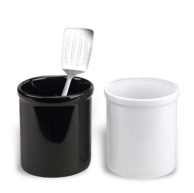 Ceramic Utensil Holder Crock in White