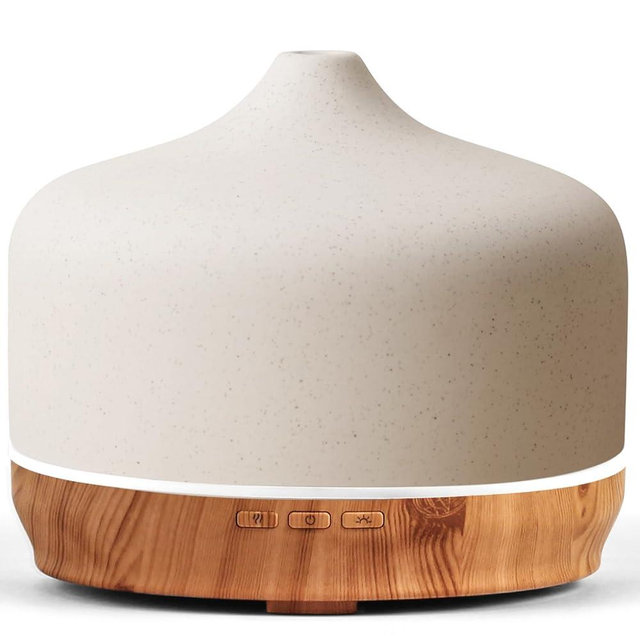 Porseme 500ml Ceramic Essential Oil Diffuser Aromatherapy Ultrasonic Cool Mist Humidifier 15-21 Running Hours Air Diffusers for Sleeping Yoga Office Working Spa and Rest (White Ceramic)