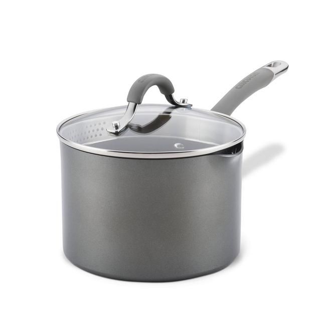 Circulon Elementum 3qt Hard Anodized Aluminum Nonstick Sauce Pan with Lid Gray