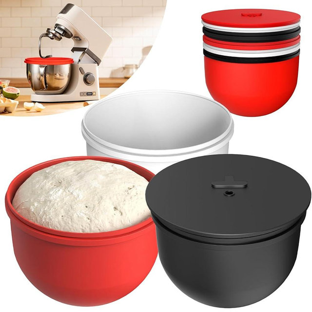 6 QT Silicone Bowl Liners for KitchenAid Mixers (3-Piece Set) - Adjustable Fermentation Hole Lid