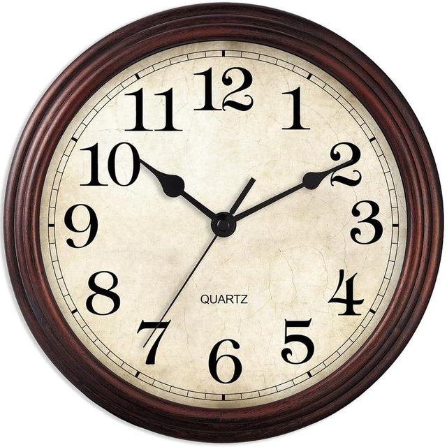 HYLANDA Wall Clock, 9 Inch Silent Non Ticking Classic Battery Operated Clocks, Decorative for Living Room, Bedrooms, Bathroom, Kitchen Office (Bronze)