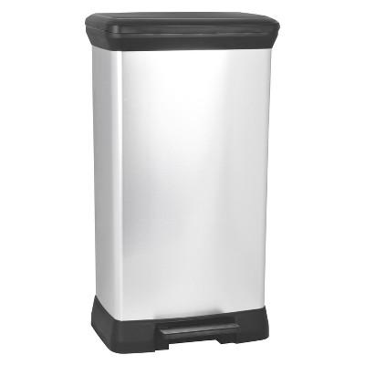 Curver 50 Liter Rectangle Step Open Trash Can - Chrome