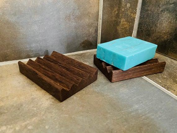 4 roasted red oak soap dishes - proudly made in the USA - read the description of this unique wood type in the listing description