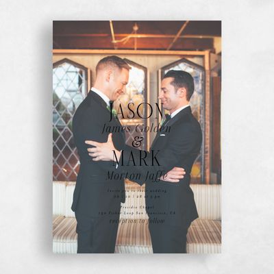Black Wedding Invitation - Melina Portrait