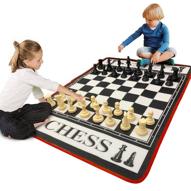 EasyGo Giant Chess Game � Indoor Outdoor Family Game � Lawn Game - 3 Feet X 4 Feet Mat� Pieces Range from 3-6 Inches Tal