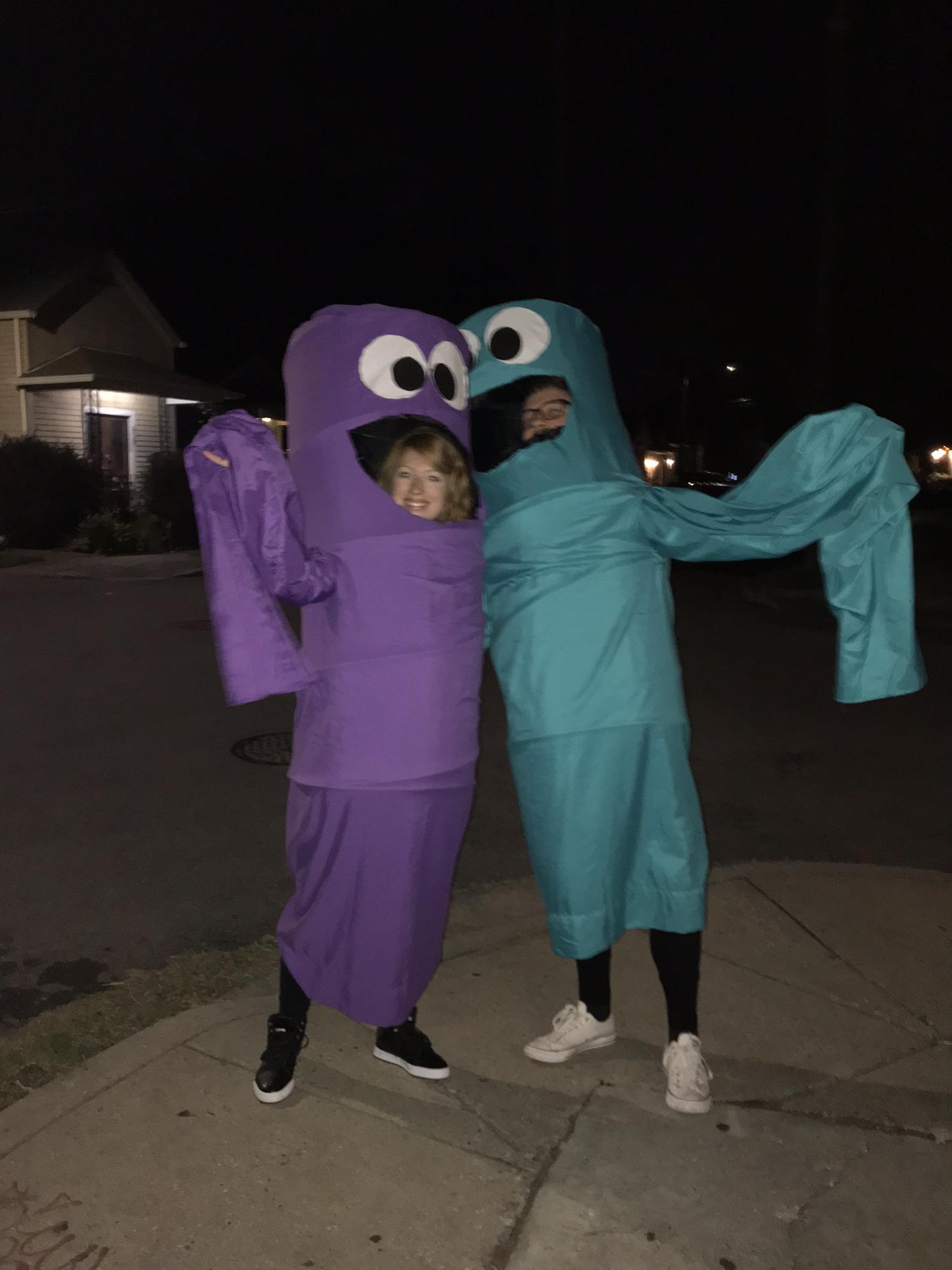 The best couple's costume ever: Wacky Waving Inflatable Tube Men. Homemade by Brandon!