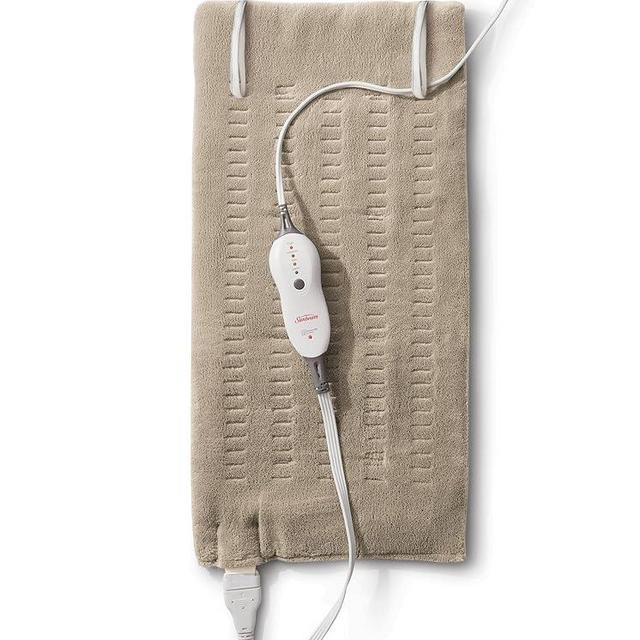 Sunbeam Heating Pad for Back, Neck, Menstrual Cramps, and Shoulder Pain Relief with Compact Storage and Auto Shut Off, XL Large 12 x 24, Beige