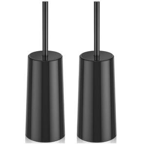Toilet Brush and Holder, 2 Pack Toilet Brush Stainless Steel, Toilet Bowl Brush for Bathroom Toilet-Ergonomic, Elegant,Durable (Black)