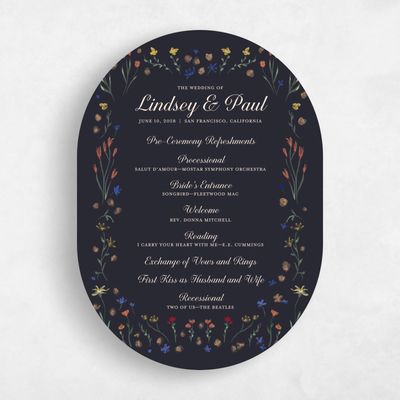 Black Oval Wedding Program - Harebell