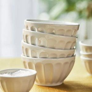 Anthropologie Stoneware Cereal Bowls, Set of 4, Cream