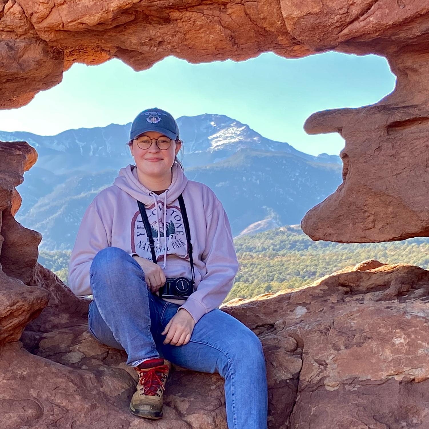 The Siamese Twins rock formation with Pikes Peak in the background