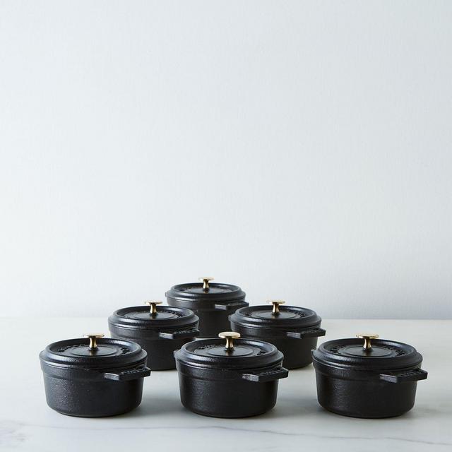 Staub Mini Round Cocotte, Black, 0.25QT (Set of 6)