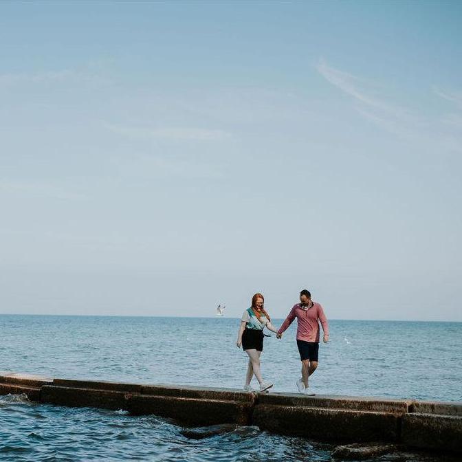 A favorite from our engagement photoshoot! Taken at Seven Bridges in South Milwaukee, WI. Photo credit: Liller Photo. 6.6.2025