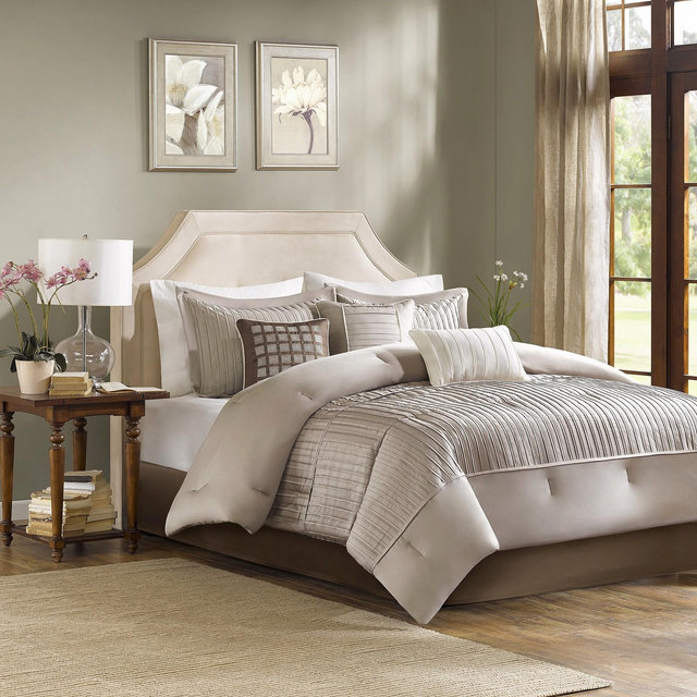 Taupe Vargas Comforter Set Queen 7pc