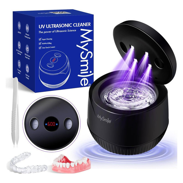 Ultrasonic Retainer Cleaner Machine, 45kHz with Digital Timer, 200 mL Portable Ultrasonic Cleaner for Denture, Aligner, Braces, Mouth Guard, & Jewelry