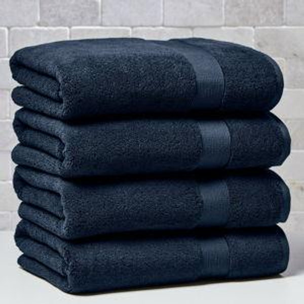Better Homes & Gardens Signature Soft Solid 4 Piece Bath Towel Set,Blue Admiral