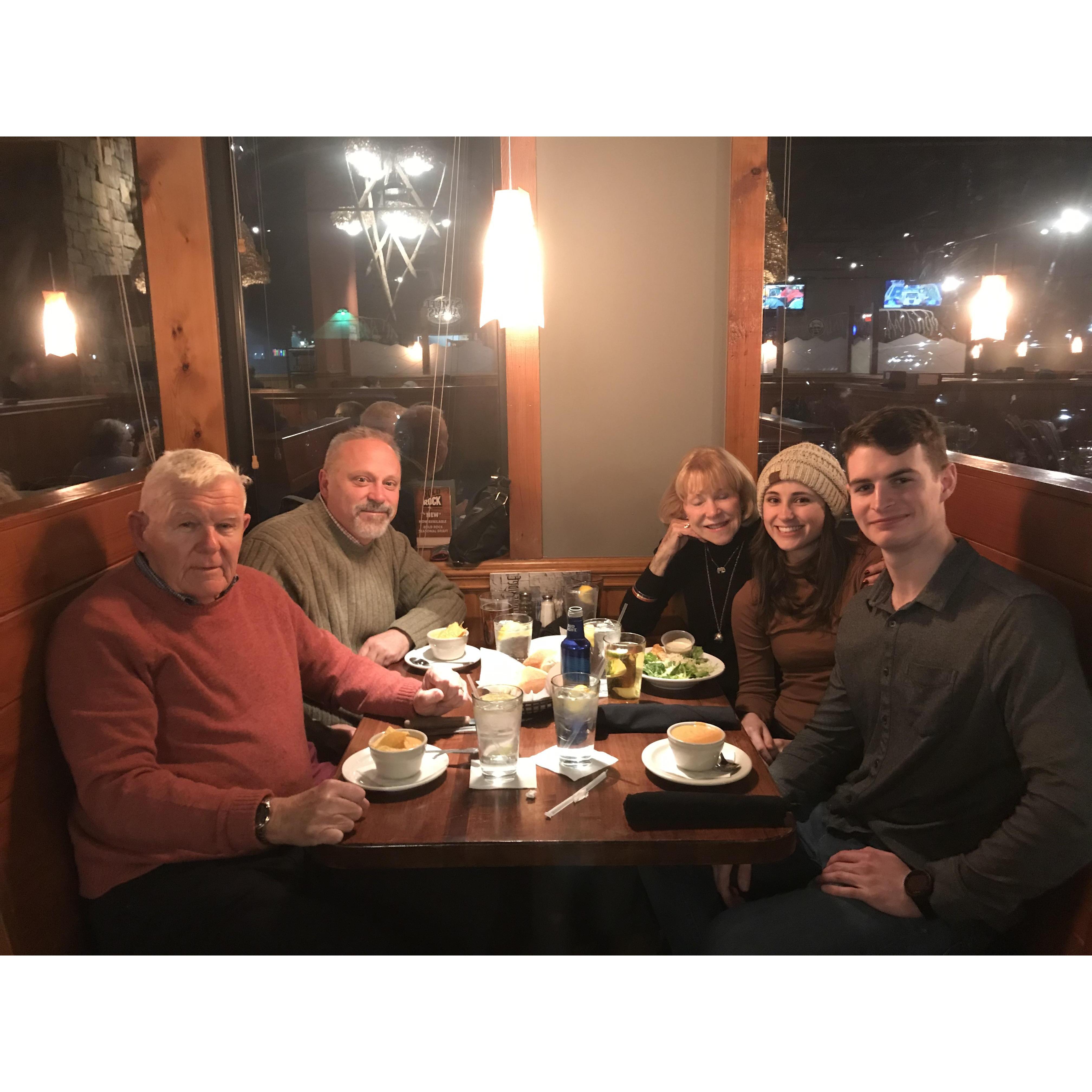 Dinner in Asheville with Sammy's uncle and grandparents!