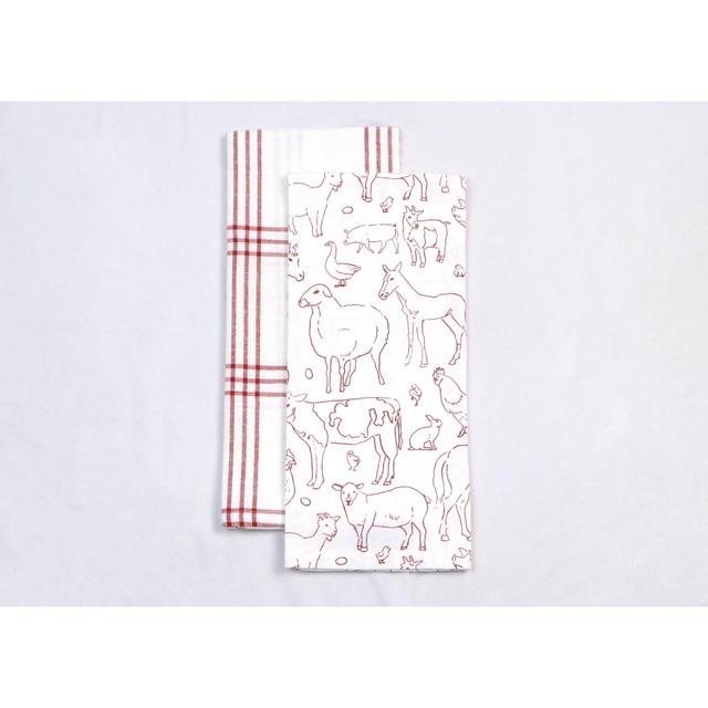 2pk Cotton Printed Kitchen Towels Red - Threshold™