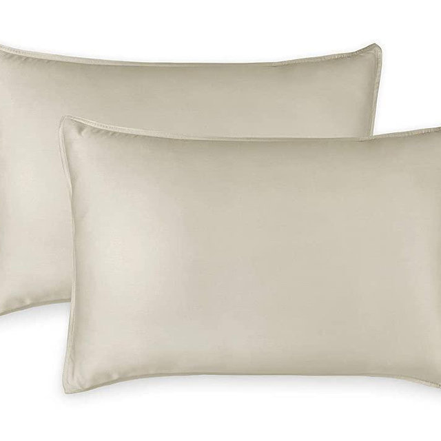 PURE BAMBOO Cooling Pillowcases - King Size 2pc Set (20"x40") - Genuine 100% Organic Bamboo, Luxuriously Soft & Cooling, Double Stitching, Envelope Closure (2 King Pillowcase Set, Sand)