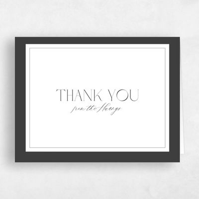 Dark Charcoal, White Wedding Thank You - Seren Landscape