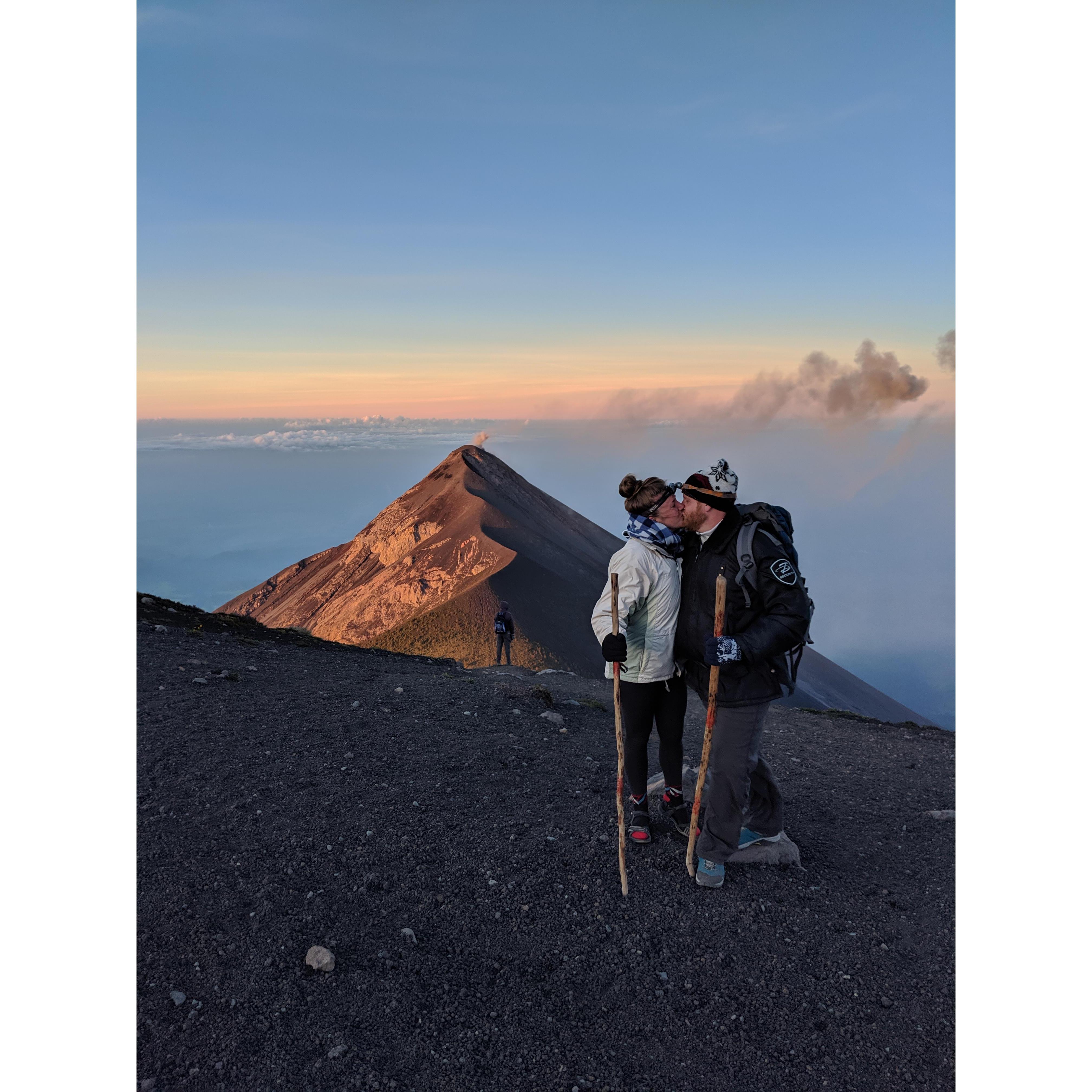 4am summiting across from an active volcano. Guatemela.