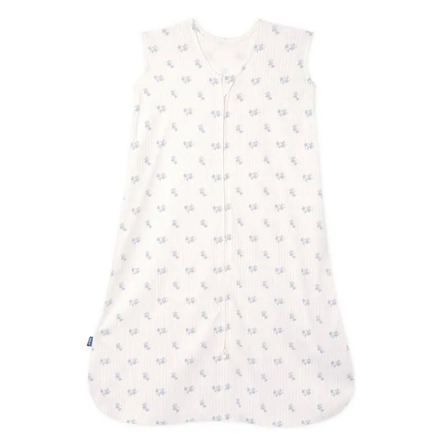 HALO 100% Cotton 0.5 TOG Sleepsack Wearable Blanket - Vintage Floral Striped - S: Front Full Length Inverted Zipper, Knit Fabric