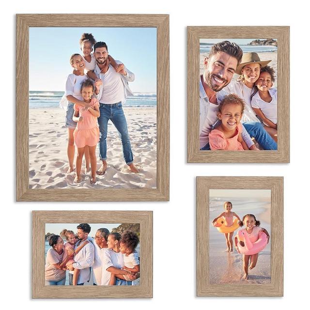 Sheffield Home 4 Piece Gallery Wall Frame Set, 8x10 Inch, 5x7 Inch, and 4x6 Inch, Light Natural