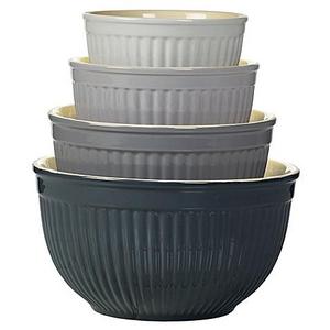 Denmark 4-Piece Ceramic Mixing Bowl Set in Grey