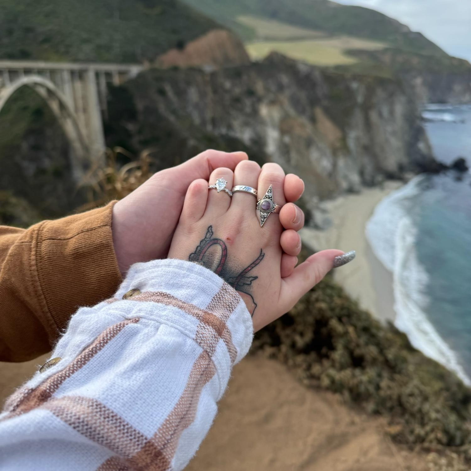 Bixby Bridge, after the proposal! (So excited we didn’t notice the ring was upside down)