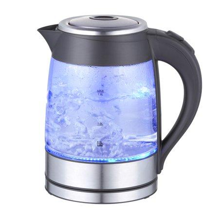 MegaChef 1.8Lt. Glass and Stainless Steel Electric Tea Kettle