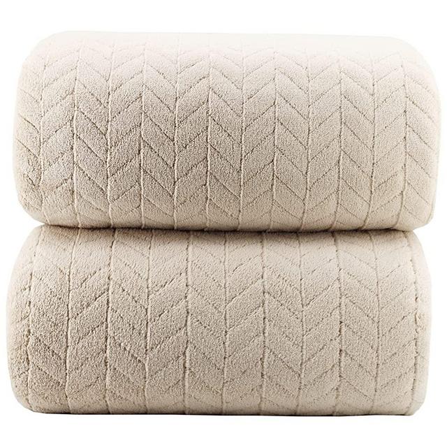 YTYC Towels,39x78 Inch Oversized Bath Sheets Towels for Adults Plush Luxury Extra Large Bath Towels Sets for Bathroom Super Soft Highly Absorbent Microfiber Towels 80% Polyester (Beige,2)