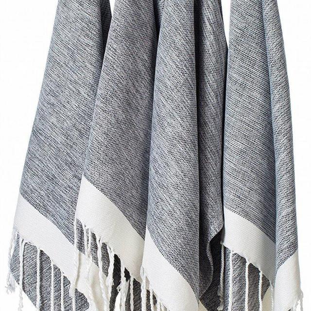 LaModaHome - [SET OF 4] Unique Turkish Cotton Peshtemals & Towels - Size (20" x 31") Travel, Bath, Spa, Sauna, Beach, Gym, Pool, Beach, Yoga, Hand, Face - Super Soft Quick Dry and Highly Absorbent Towels, Black