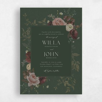 Deep Forest, Green Wedding Invitation - Bourgeon Portrait
