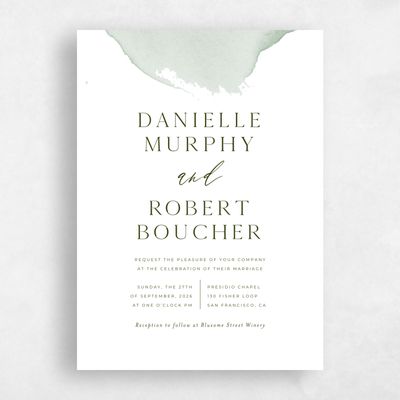 Sage, Green Wedding Invitation - Cello Portrait
