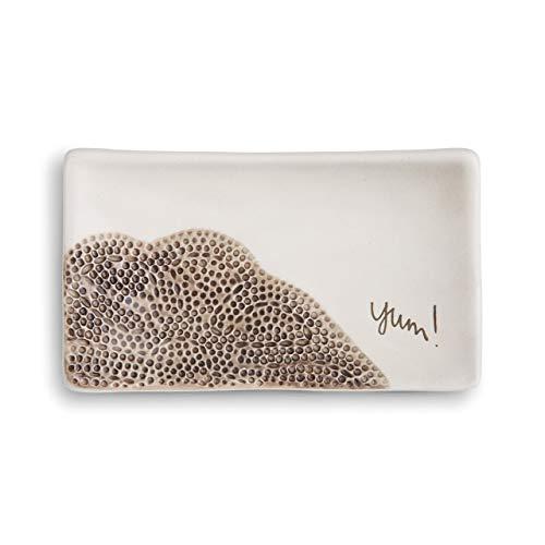 DEMDACO Yum Glossy Honeycomb White 6 x 4 Stoneware Ceramic Everyday Kitchen Rectangle Spoon Rest