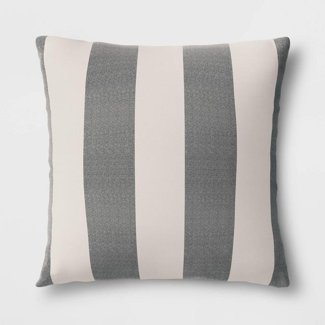 Cabana Stripe Outdoor Throw Pillow DuraSeason Fabric™ Black - Threshold™