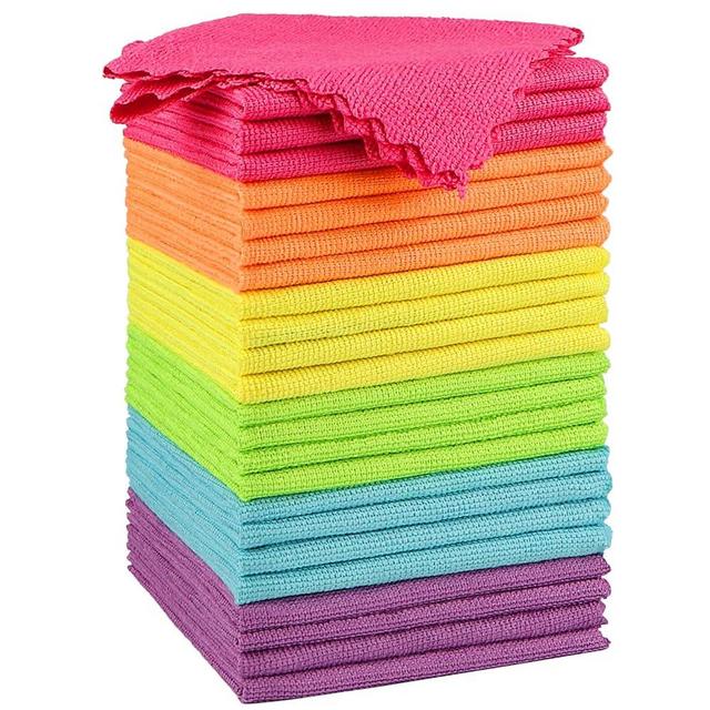 Orighty Cleaning Cloths Pack of 24, Highly Absorbent Microfiber Cleaning Supplies, Lint Free Cloths for Multiple-use, Powerful Dust Removal Cleaning Rags for House, Kitchen, Car Care(12x12 inch)
