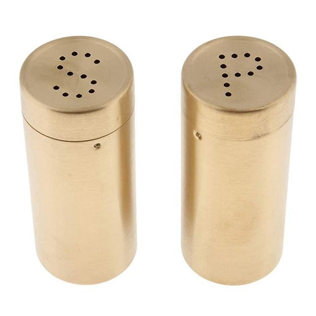 Prettyia 2Pcs Salt Pepper Shakers Elegant Salt Pepper Kosher Sea Salts Spices - Gold