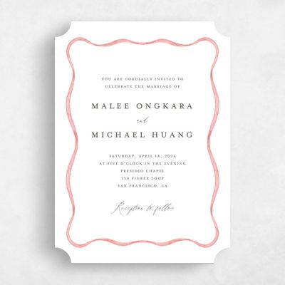 Pink Ticket Wedding Invitation - Perkins Classic