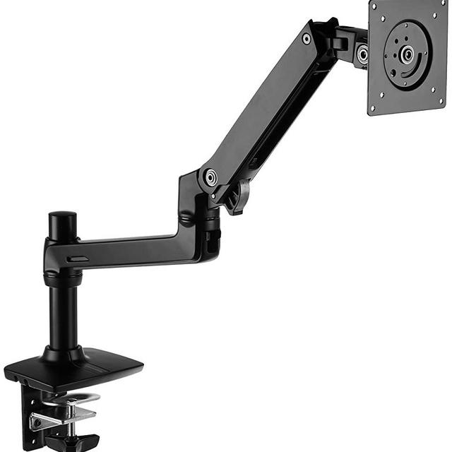 Amazon Basics Premium Single Monitor Stand - Lift Engine Arm Mount, Aluminum - Black