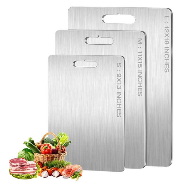 New Titanium Cutting Boards - 100% Pure Titanium Cutting Boards for Kitchen - Cutting Edge Hygiene & Durability, Double Sided Medical-grade Titanium Cutting Mat from Japan (13 x 9 in)