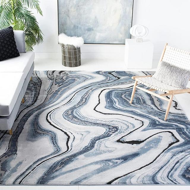 SAFAVIEH Craft Collection 8' x 10' Blue/Grey CFT819M Modern Abstract Non-Shedding Living Room Bedroom Dining Home Office Area Rug