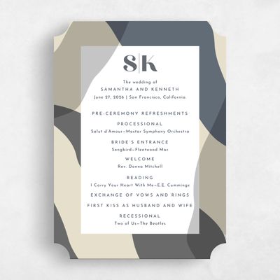 Grey Ticket Wedding Program - Everly