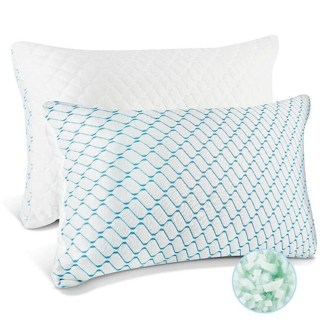 VAINOC Memory Foam Pillows King Size Set of 2,Adjustable Cooling Pillow for Side Back Stomach Sleepers  with Washable Removable Bamboo Cover