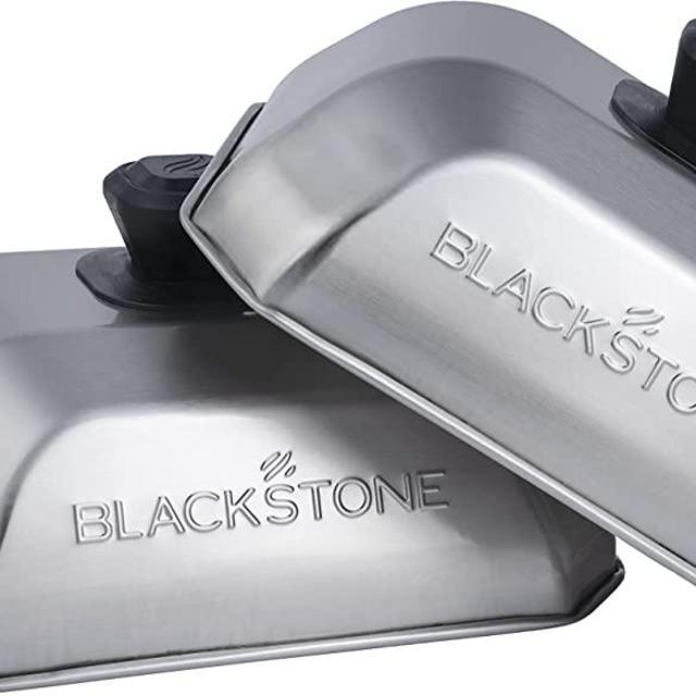 Blackstone 5207 Rectangle Basting Small 2-Pack Accessories Stainless Steel, Cheese Melting Dome and Steaming Cover, Best for Use on Flat Top Griddle Grill Cooking Indoor or Outdoor, Silver, Black