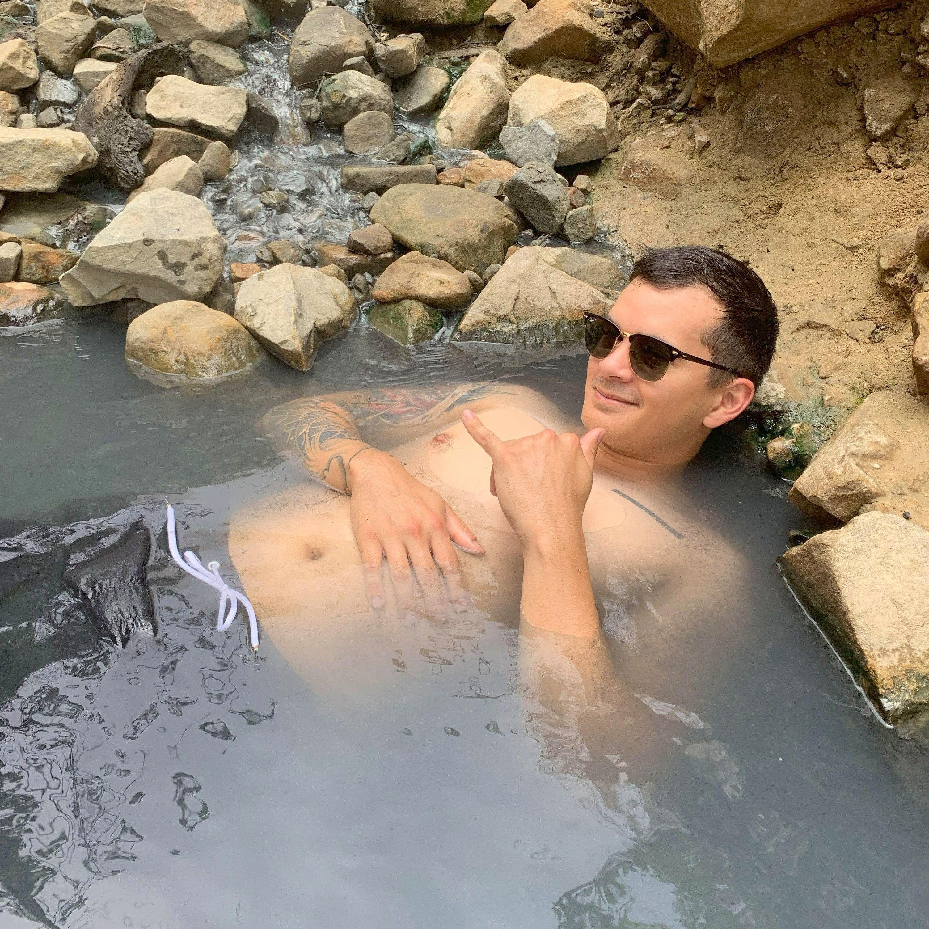 May 2021 | Kurt in a natural hot spring in the hills of Montecito! This was a beautiful hike.