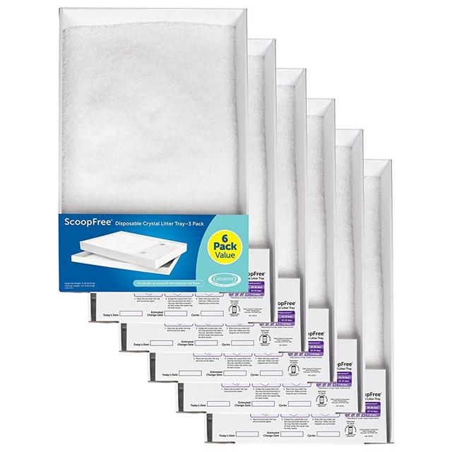 PetSafe ScoopFree Cat Litter Crystal Tray Refills for ScoopFree Self-Cleaning Cat Litter Boxes - 6-Pack - Non-Clumping, Less Mess, Odor Control - Available in Original Blue, Lavender, or Sensitive