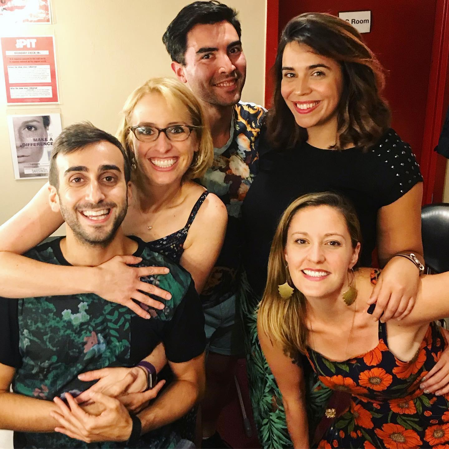 A pre-show shot of (some) of the members of VERN at The People's Improv Theatre. This show Daniel ended up saving the day by playing the piano AND performing in the show.