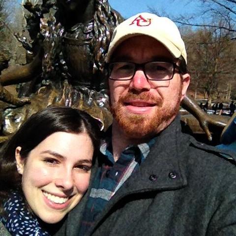 At the Alice in Wonderland statue in Central Park.